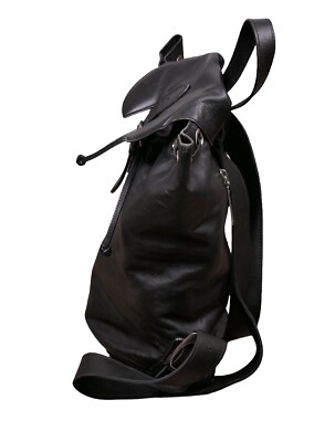 Tokio Kumagaiブラックレザーバッグ VTG Tokio Kumagai Black Leather Drawstring Backpack Purse