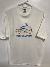 Vintage Single Stitch Made in USA T Shirt Oneita Nassau Bahamas Size Large White