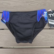 TYR Men's Durafast Elite Phoenix Destroyer Blk/blue/red Racer Brief SZ 32 New