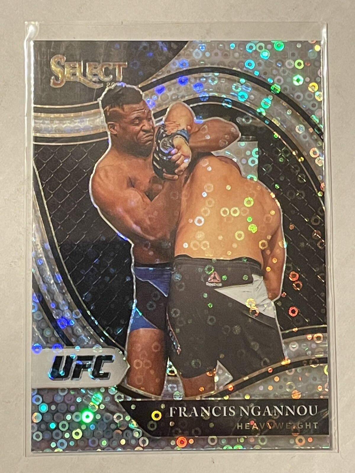 Francis Ngannou 2021 UFC Select Octagonside Silver Disco Prizm Card #299 Champ