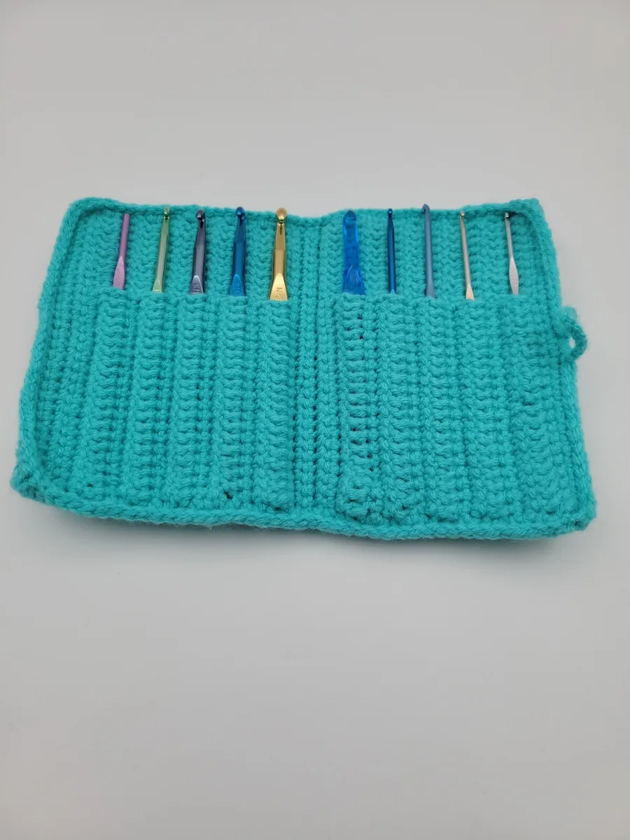 Crochet Hook Case 10 Hook Capacity Turquoise Handmade USA Crochet CASE ONLY