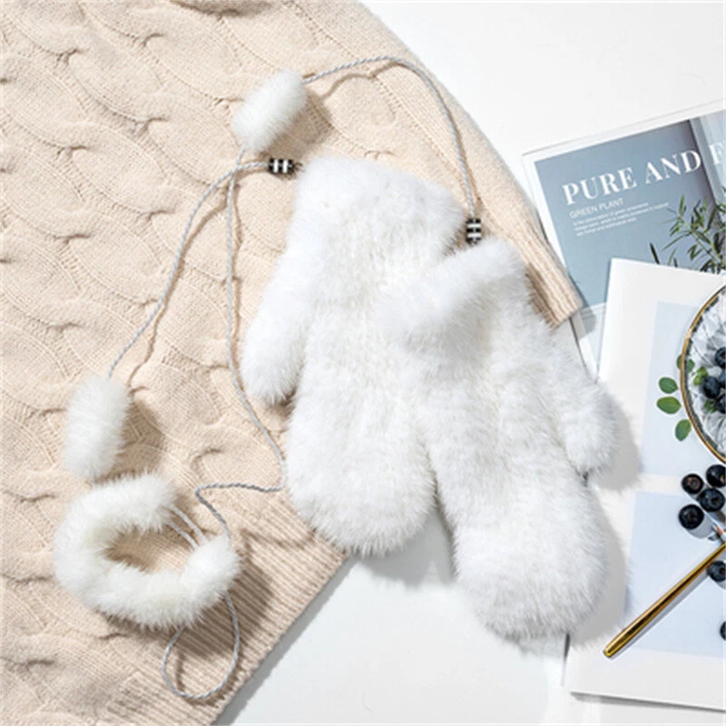 Женские перчатки из натуральной норки вязаные теплые наручные эластичные варежки рукава со струнами - Изображение 3 из 4