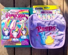 NEW Easter LOT~ Pretty Pony Egg Decorating Kit & Purple PEEPS Baby Bib + FREEBIE