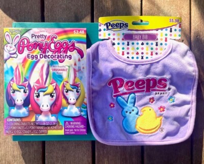NEW Easter LOT~ Pretty Pony Egg Decorating Kit & Purple PEEPS Baby Bib + FREEBIE