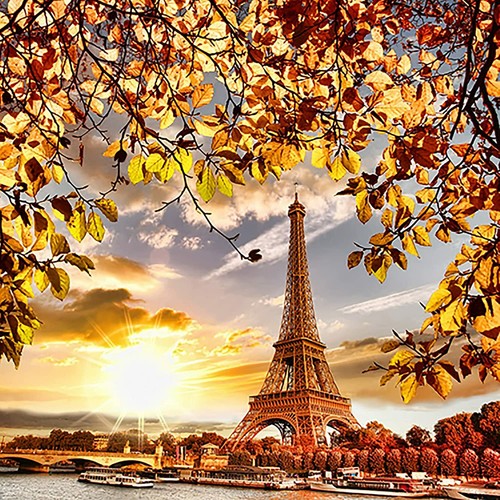 Paris Eiffel Tower Sunrise Fabric Shower Curtain, Vintage Modern, 71"x71"- NEW - Picture 12 of 12