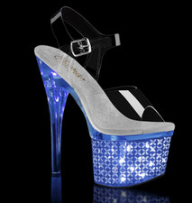 Clear Rainbow Flowers USB Color Changing Lights Up Stripper Dancer Heels Shoes