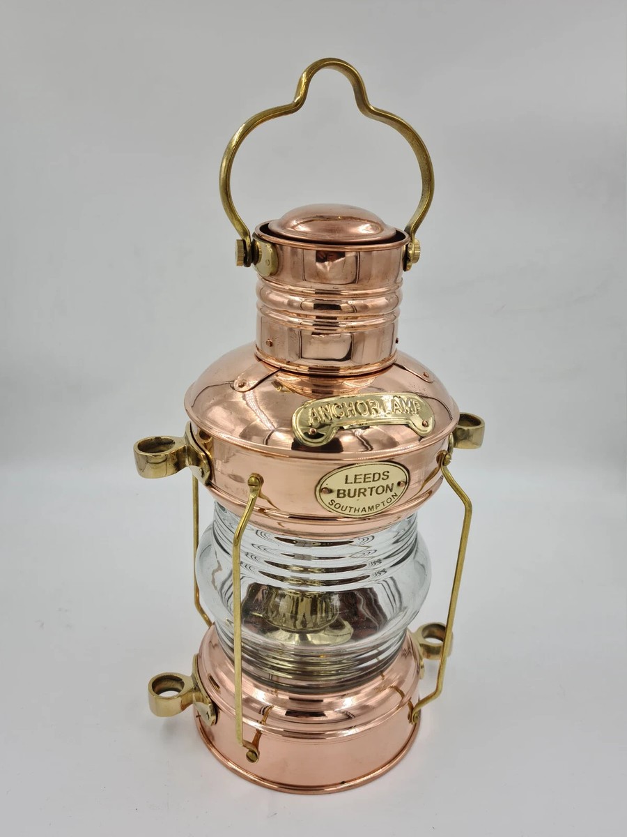 Leeds Burton Anchor Oil Lamp Vintage Nautical Ship Lantern Marine
