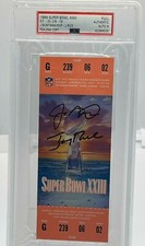 1989 SUPER BOWL 23 XXIII MONTANA RICE DUAL SIGNED FULL TICKET AUTO PSA/DNA