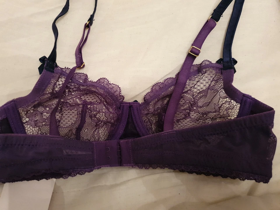 BNWT MIMI HOLLIDAY PURPLE LACY UNDERWIRED BRA 32B RRP £65 — 第 3/3 张图片