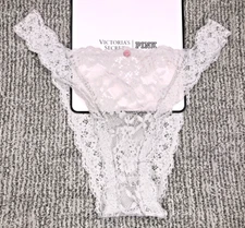 Victoria's Secret Dream Angels NWT XL Gray Lace Brazilian Panty Sexy Sheer