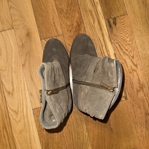 Jessica Simpson Genuine Suede Booties Olive Green With Slouch And Fringe Size 10 - Picture 3 of 9