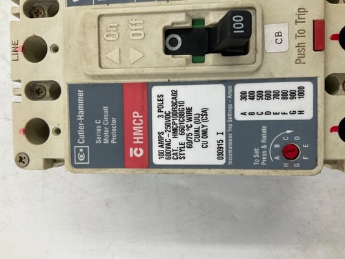 NEW CUTLER HAMMER HMCP100R3 CA02 CIRCUIT BREAKER 100 A 3P 600VAC - Picture 3 of 9