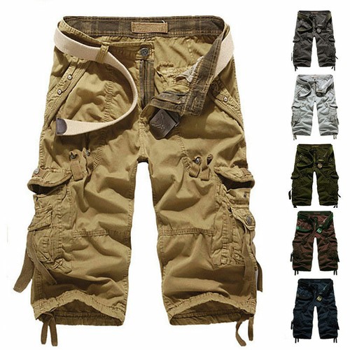 Mens Cotton Combat Pants Multi-Pocket Cargo Shorts 3/4 Long Length Shorts 39-42 - Picture 14 of 26