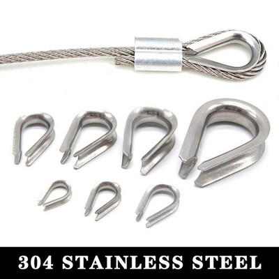 Wire Rope Thimble Clamp Stainless Steel Marine Grade 304 A2 Cable Clip Loop