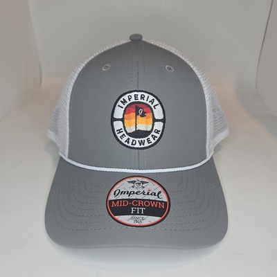 Imperial 1916 Adult Grey White Mid Crown Fit Meshback Performance Rope Hat Cap