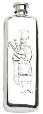 Schmaler Flachmann 3 Unzen geprägter Dudelsack Schraubverschluss tolles persönliches Geschenk gravierbar