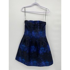 H&M Strapless Dress Prom Homecoming Black Blue Lace Mini Fit & Flare Size 6