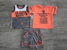New 3 Piece Set Tee Shirt Tank Top Short Jurassic World Boys Toddler Size 2T