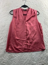 SHEIN Women's Sleeveless Top Size S Rose Red Polyester V-Neck