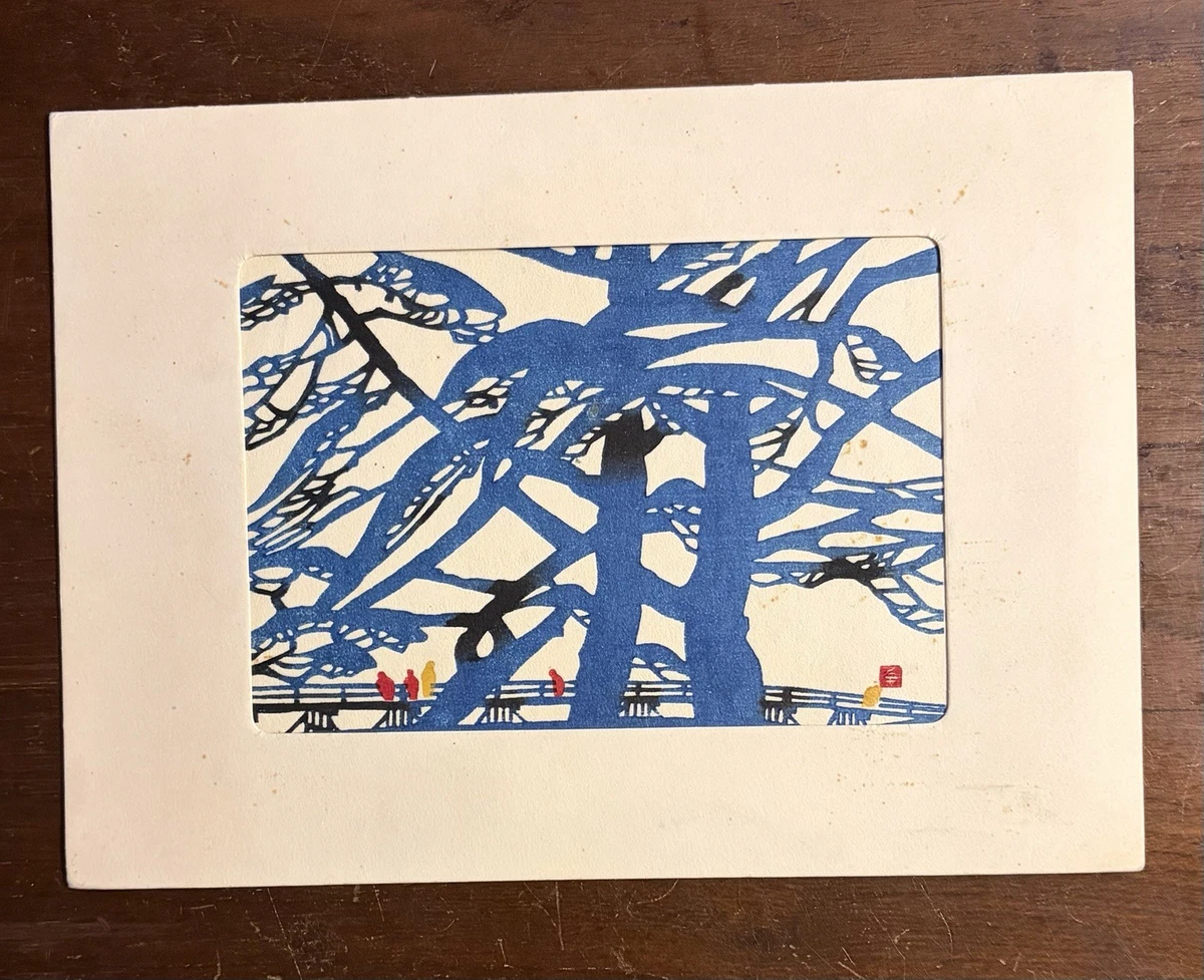 老式木刻版画古董日本版画| eBay