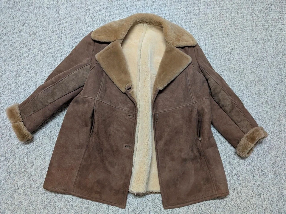 Abrigo ranchero vintage de piel de oveja XL marrón vaquero occidental 46 Foto 4 de 4