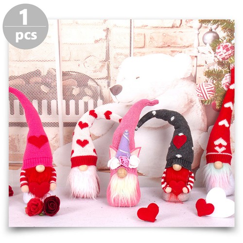 Bambola senza volto ufficio San Valentino ornamento festa gnomo regalo - Foto 6 di 12