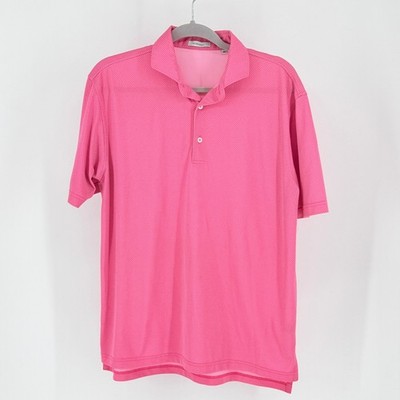 Oliver Ridley Mens Pink Dot Short Sleeve Polo Shirt Performance Golf Sz M Bright