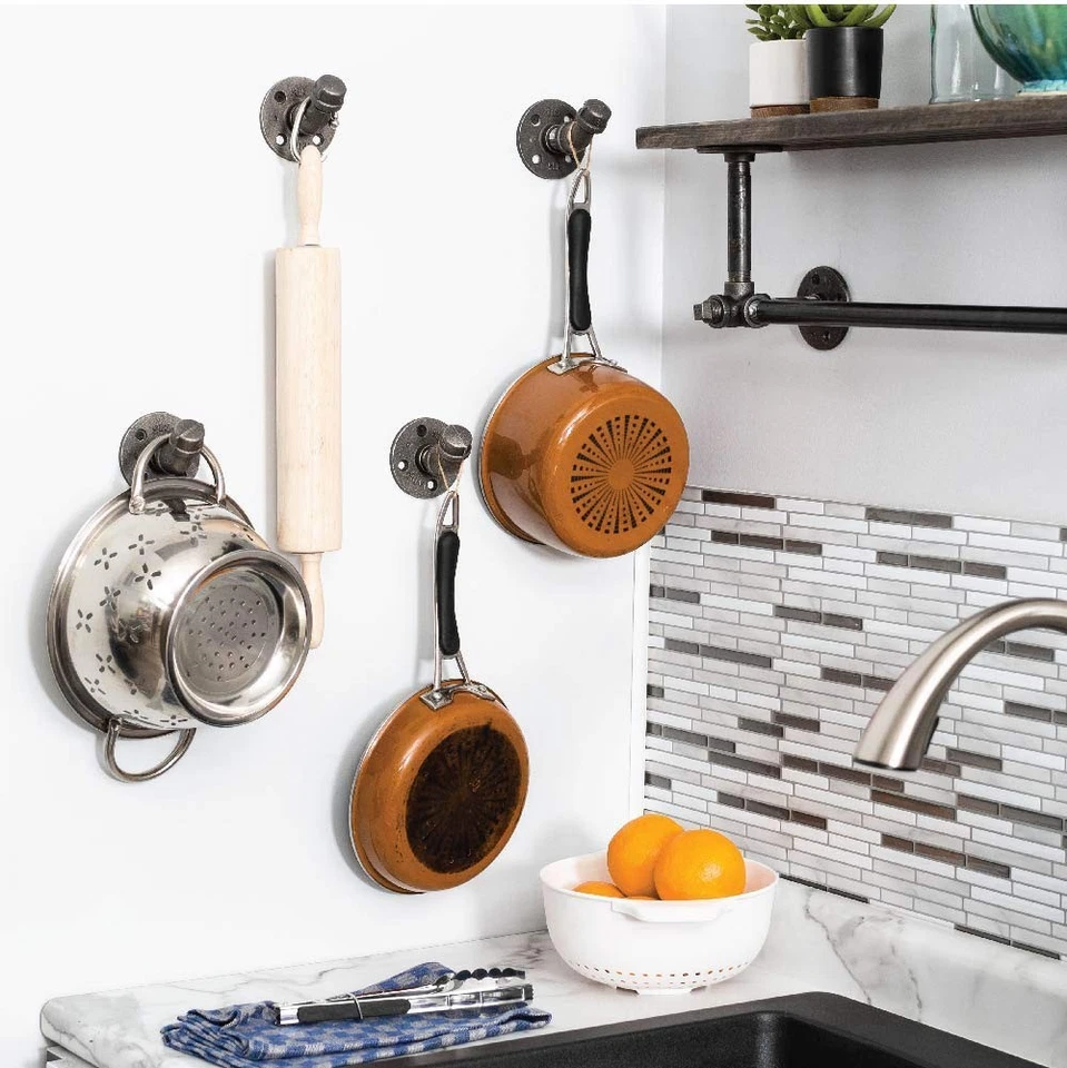 Ganchos para Abrigo Industriales de Alta Resistencia Montados en la Pared, Hierro Rústico Estilo Hágalo Usted Mismo, Acero G... Foto 2 de 4