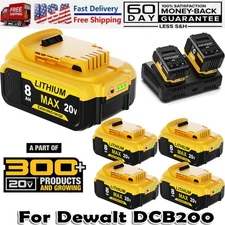 For DeWalt 20V 20 Volt Max 8.0AH Lithium Ion Battery DCB206-2 DCB205 DCB200-2 US