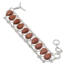 Red Sunstone Gemstone Handmade 925 Sterling Silver Jewelry Bracelets Sz 7-8"