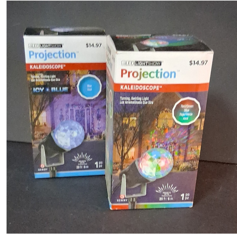 Gemmy Kaleidoscope LED Outdoor Stake Projector Light w/ Swivel, Black (2 pk)