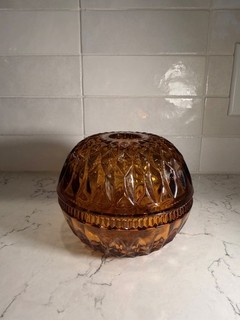 indiana glass fairy lamp amber