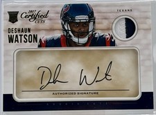 Deshaun Watson 2017 Panini Certified Cuts Rookie /49 Patch Autograph Card RC. rookie card picture