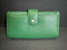 Buxton Green Genuine Leather Wallet Women  s Zip Around Checkbook Organizer