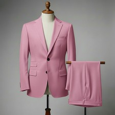 Men  s Suit Pink Slim, 2 Piece Groom Tuxedo Wedding Prom Formal Business Attire