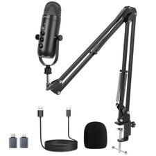 Zealsound Usb Condenser Microphone Set For Pc With Microphone Arm, Unidirection 
