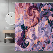 Floral Abstract Swirl Shower Curtain Pink Purple Orchid Print