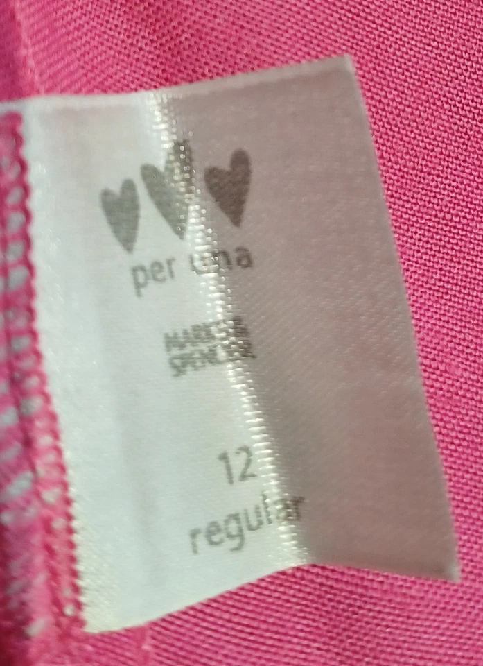 M&S Per Una Pink Linen- Mix Strappy Dress With Frill Size 12 - Image 4 of 4