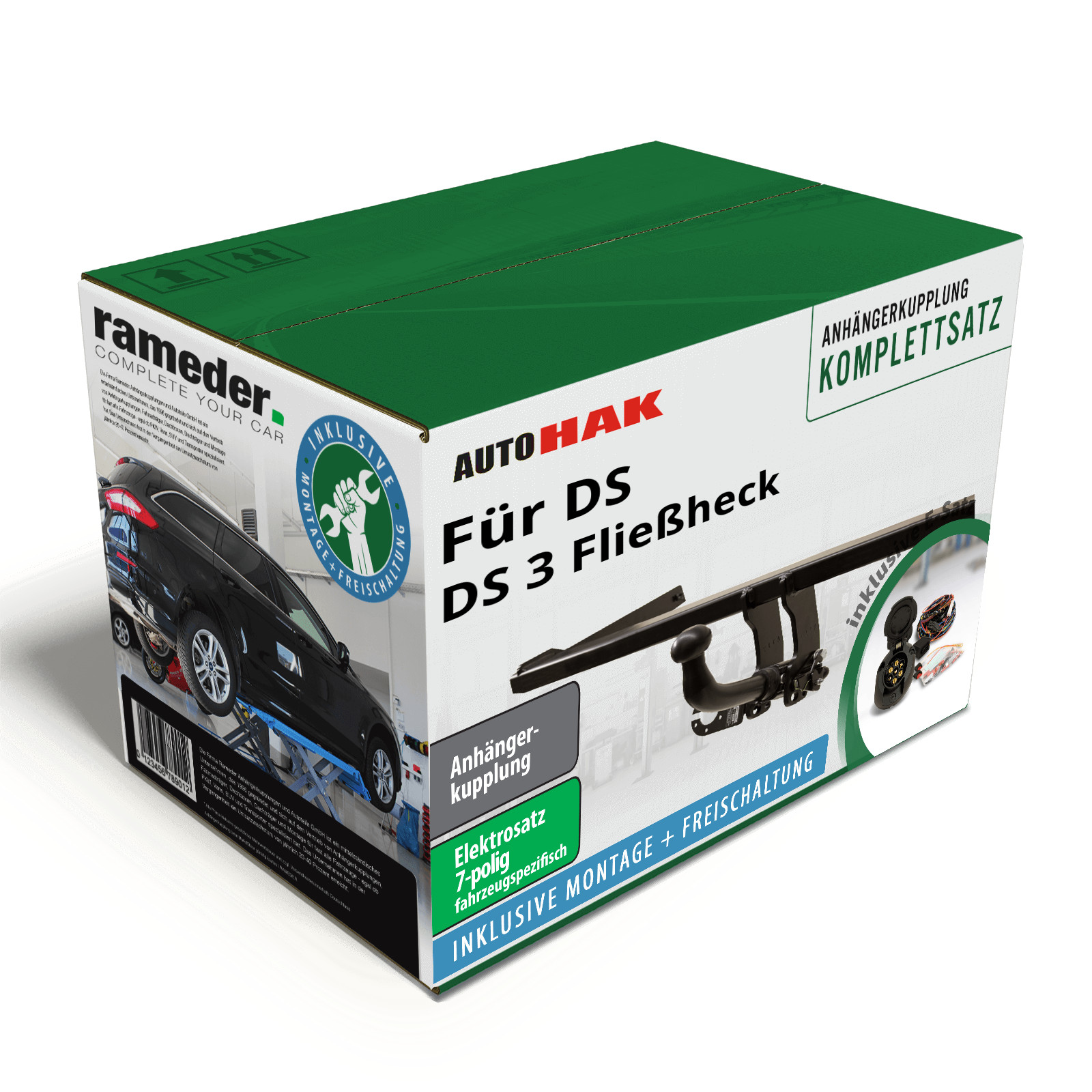 Auto Hak Anhängerkupplung abnehmbar & 7poliger E-Satz für DS 3 Fließheck 15- kpl Auto Hak Anhängerkupplung abnehmbar & 7poliger E-Satz für DS 3 Fließheck 15- kpl