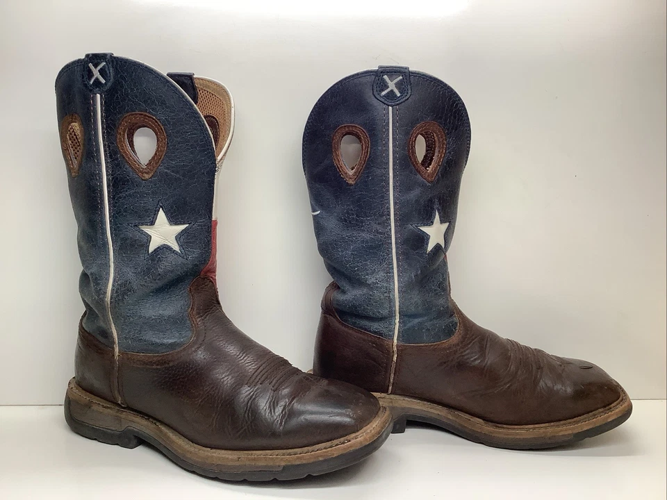 MENS TWISTED X WORK SQ TEEL TOE  BUCKAROO SQUARE TOE BROWN  BOOTS SIZE 8 EE - Image 4 of 4