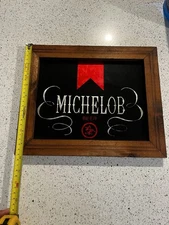 Vintage Michelob Beer Wood Framed Mirror Glass Advertising Sign. Man Cave or Bar