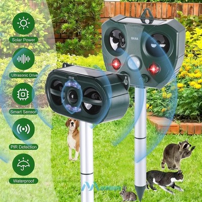Ultrasonic Solar Garden Animal Repellent Dog Goose Repeller Deer Raccoon Rodents