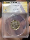 1919-S Buffalo Nickel ANACS AU58 - Rainbow Toned Really Tough Coin!
