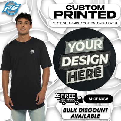 Next Level Apparel Cotton Long Body Tee Custom Printed Mens Tee For Him NL3602