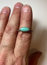 Handcrafted Sterling Silver Turquoise Beaded Band Ring Size 6.5