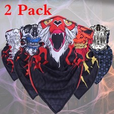 2 Pack Halloween Ghost Skull Neck Gaiter Face Mask Hip Hop Cycling Scarves Lot