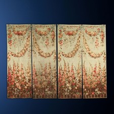 Arazzi Entre Fenêtre Antichi Lana Decorazioni Floreali XIX Secolo Originali