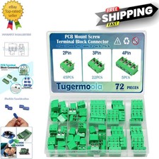 72PCS 5mm Screw Terminal Block Kit - High Current Rated PCB Wire Connectors