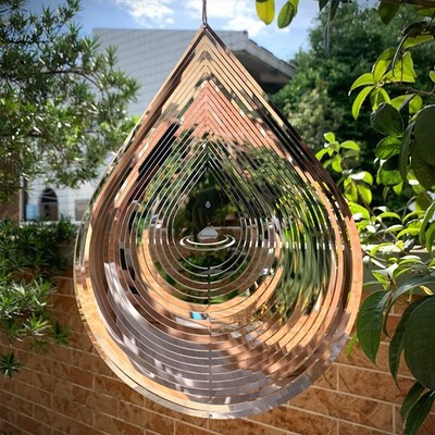 Wind Spinner 3D Water Droplets Shape Highly Reflective Stainless Steel Metal ...