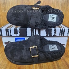 DV by DOLCE VITA Women's Audreana Sherpa Lined Slides  Black  Various Sizes